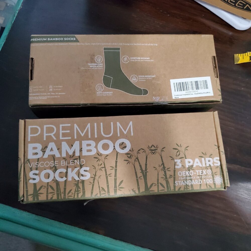 2 NWT boxes of Bamboo Socks (6 pair) Navy/Gray/Mixed navy & Gray   Regular size - Picture 3 of 9